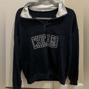 Small SHEIN navy and white Chicago quarter zip